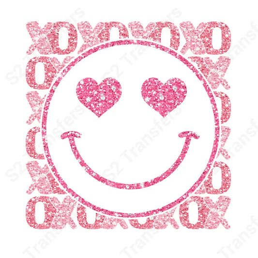 XO Pink Smiley Face Faux Sequins