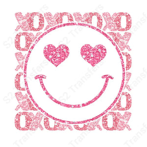 XO Pink Smiley Face Faux Sequins